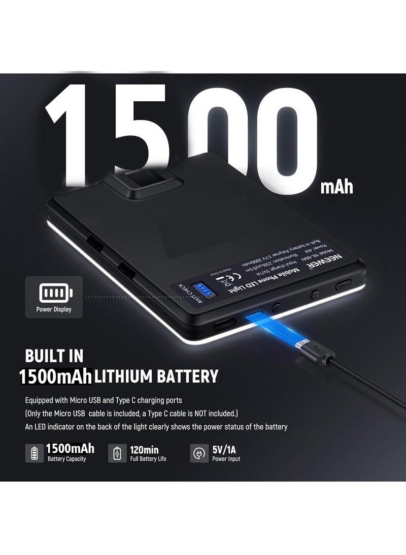 X-level NL-60AI Selfie Light for Phone with Front & Back Clip, 60 LED 1500mAh Rechargeable CRI95+, 3 Modes, Portable Clip on Fill Lighting for Tablet Computer Laptop Zoom Call TikTok Video - Image 5