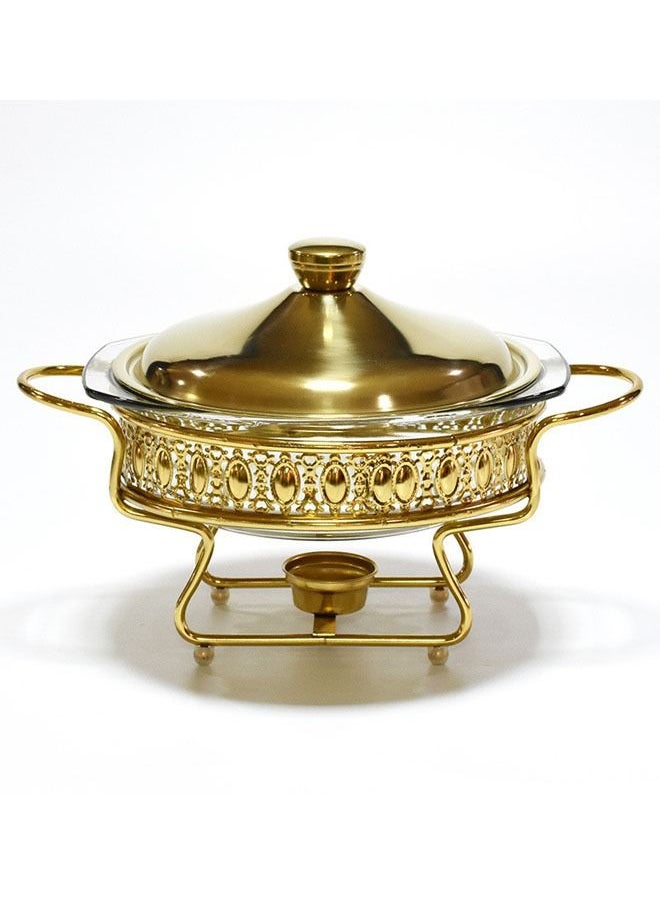 NKX - Round Glass Buffet Stove Food Warming Container - Image 1