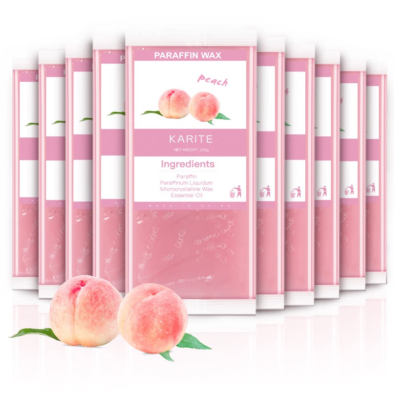 KARITE Paraffin Wax Refills 10 Pack Peach Scented Paraffin Wax Beads Blocks for Paraffin Bath Paraffin Wax Machine Refills for Hand Feet Dry SkinRrelieves muscle fatigue Hydration and nourish