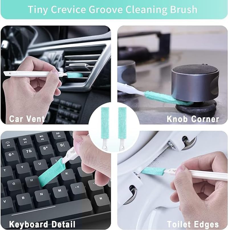 ALMEKAQUZ 8 Pcs Crevice Cleaning Tool Set,Small Cleaning Brushes for Household Gaps Corner Tight Space,Cleaner Scrub Brush for Window Grooves Track,Humidifier,Keyboard,Door Car Vent - Image 4