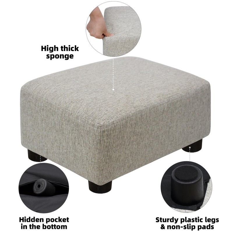 CAROLMADE Small Foot Stool Ottoman Footstool with Legs Under Desk Footrest for Living Room Bedroom and Office,Linen-Beige - Image 5