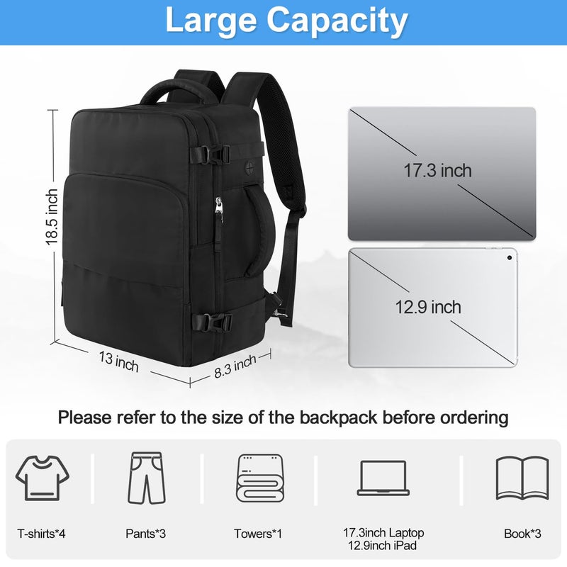 Sinaliy Travel Backpack, Carry on Flight approved Travel Bag with Multi-Pockets, Waterproof 17.3inch Laptop Backpack for Men Women, Black - Image 5