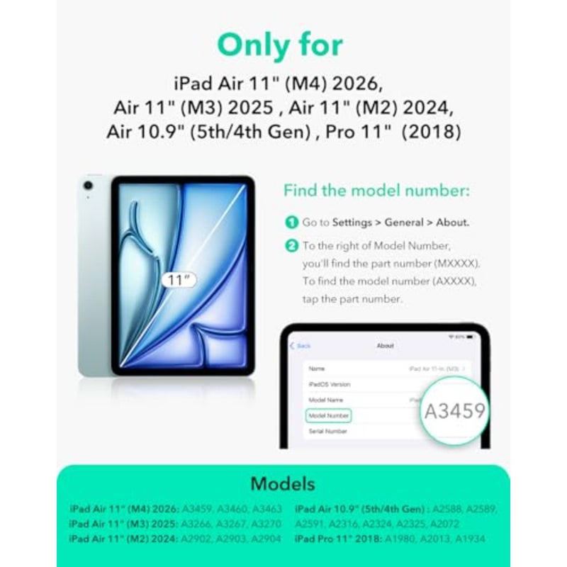 حافظة لجهاز iPad Air 11 بوصة M4/M3/M2 2026/2025/2024، iPad Air 5th/4th Gen (2022/2020): حافظة رفيعة قابلة للطي مع ملحق مغناطيسي قوي، استيقاظ/نوم تلقائي، حماية متينة - Image 2