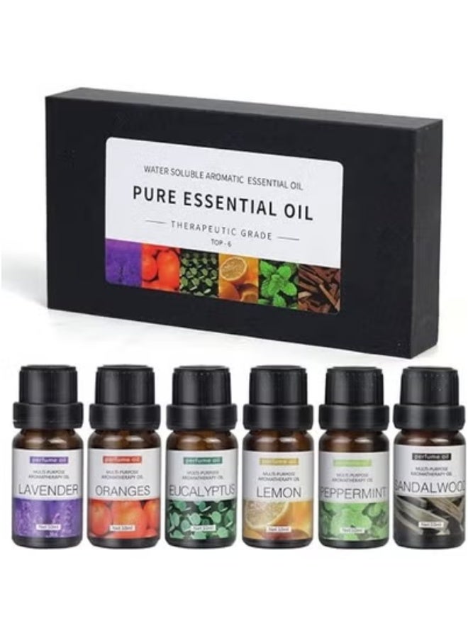 TIGER 6 Pieces of 10 ml Essential Oils Set for Aromatherapy – Includes Water Soluble Sandalwood, Sweet Orange, Lavender, Eucalyptus, Lemon, and Mint Oils – Perfect for Humidifiers and Aroma Diffusers – Natural, Refreshing, and Relaxing Scents to Enhance Your Home & Wellness Routine  - Image 1