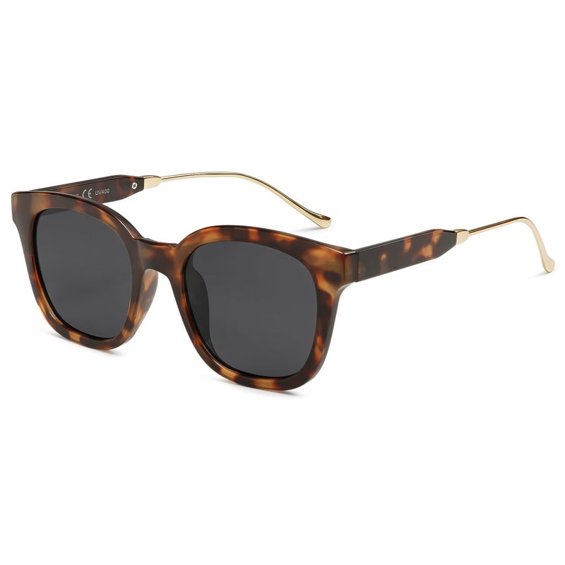 SOJOS Classic Square Polarized Sunglasses Womens Mens Retro Trendy UV400 Sunnies SJ2050, Dark Tortoise/Grey - Image 1