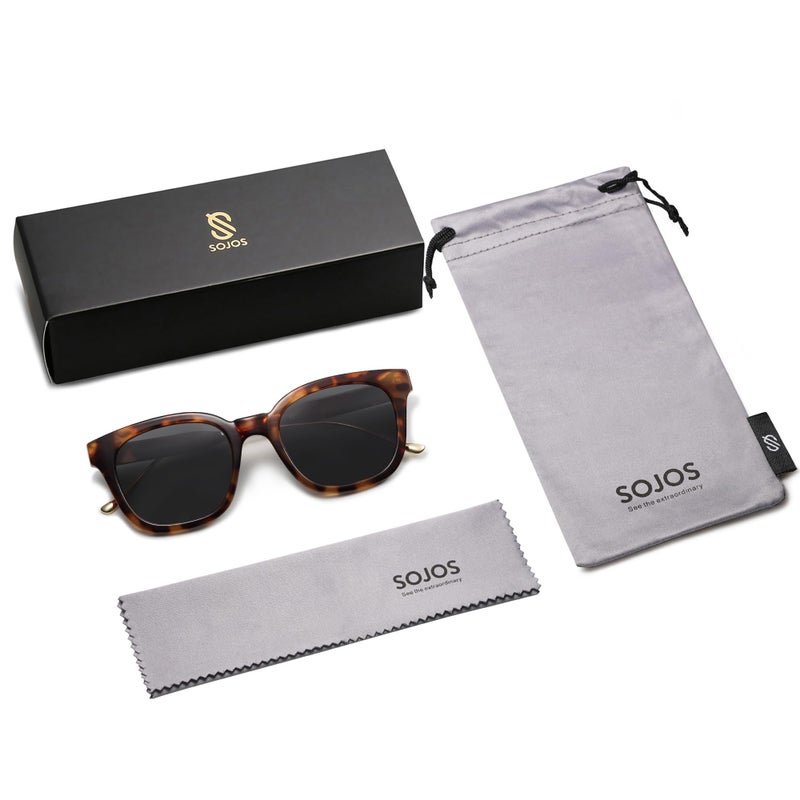 SOJOS Classic Square Polarized Sunglasses Womens Mens Retro Trendy UV400 Sunnies SJ2050, Dark Tortoise/Grey - Image 5
