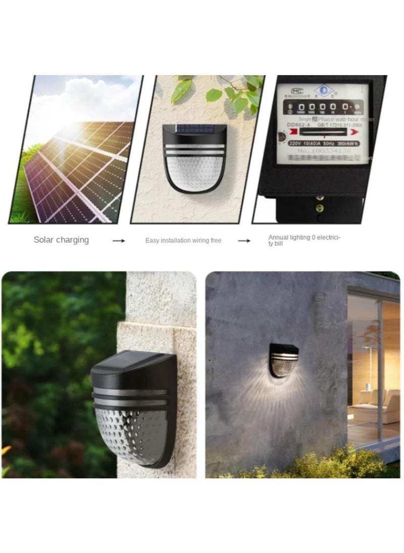 BLUE CORAL 4 Pack Home Lighting Solar Decorative Light Dustproof 2800-3200k Solar Wall Light Outdoor Lighting Ip54 Waterproof Solar Corridor Lamp  - Image 4