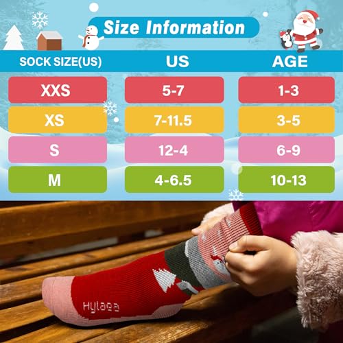 Hylaea Merino Wool Ski Socks Kids, Knee-high Thermal Snowboard Skating Warm Socks for Toddler Boys and Girls Pink Red Gray Blue Medium - Image 5