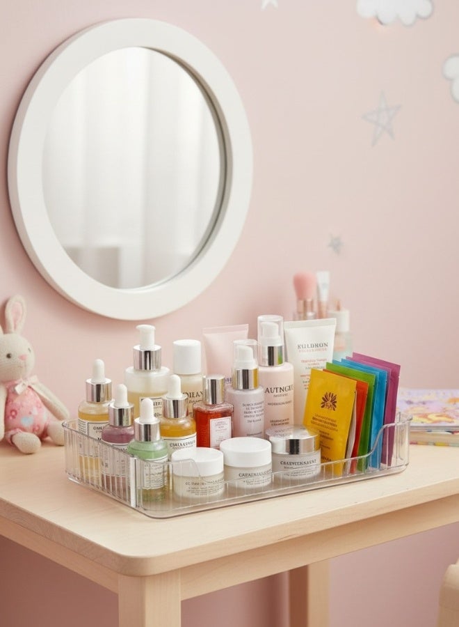 Two-piece stackable acrylic organizer for space saving. Versatile storage rack for organizing cosmetics, perfumes, toiletries, or kitchen utensils. Practical and stylish for the bathroom, kitchen, or countertop. 30 x 17 cm - Clear - Image 3