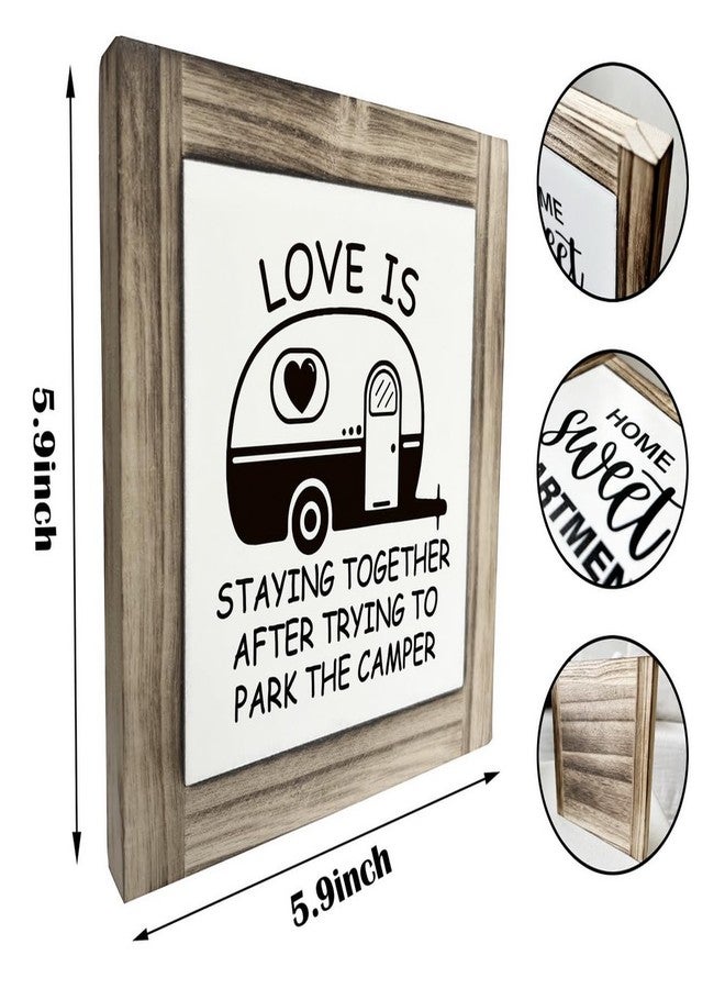 XJCUG Camping Decor for Camper Wooden Sign, Funny Camper Signs, Camping Decor Plaque, Happy Camper Wall Decor for RV Home Farmhouse Desk Shelf - Image 2