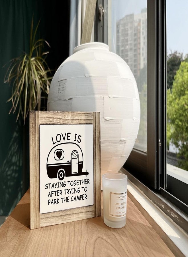 XJCUG Camping Decor for Camper Wooden Sign, Funny Camper Signs, Camping Decor Plaque, Happy Camper Wall Decor for RV Home Farmhouse Desk Shelf - Image 4