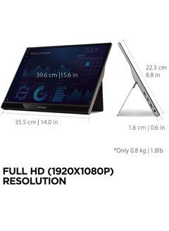 ViewSonic VS ViewSonic VG1655 15.6 Inch 1080p Portable Monitor with 2 Way Powered 60W USB C, IPS, Eye Care, Dual Speakers, Built-in Stand with Smart Cover  - Image 4
