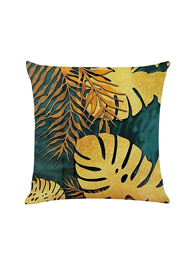 IAF Covers, Throw Pillow Covers, Linen Square Throw Pillow Covers, Couch Bed Pillowcases, Green, Gold Leaves, for Living Room Sofa, 45cm x 45cm (18x18 inch) 4 PCS - Image 3