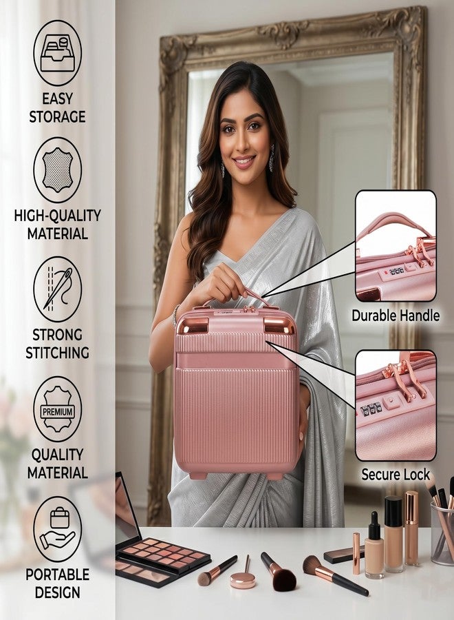 Adson Travel Make up Train Case, Waterproof Portable Hard Shell Cosmetic Case Luggage Mini Suitcase Makeup Brushes Bag Toiletry Organizer Portable Makeup Carrying Case - Image 5