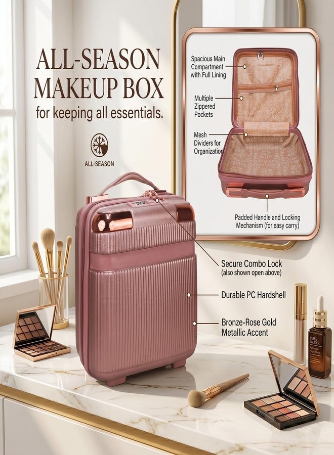 Adson Travel Make up Train Case, Waterproof Portable Hard Shell Cosmetic Case Luggage Mini Suitcase Makeup Brushes Bag Toiletry Organizer Portable Makeup Carrying Case - Image 3