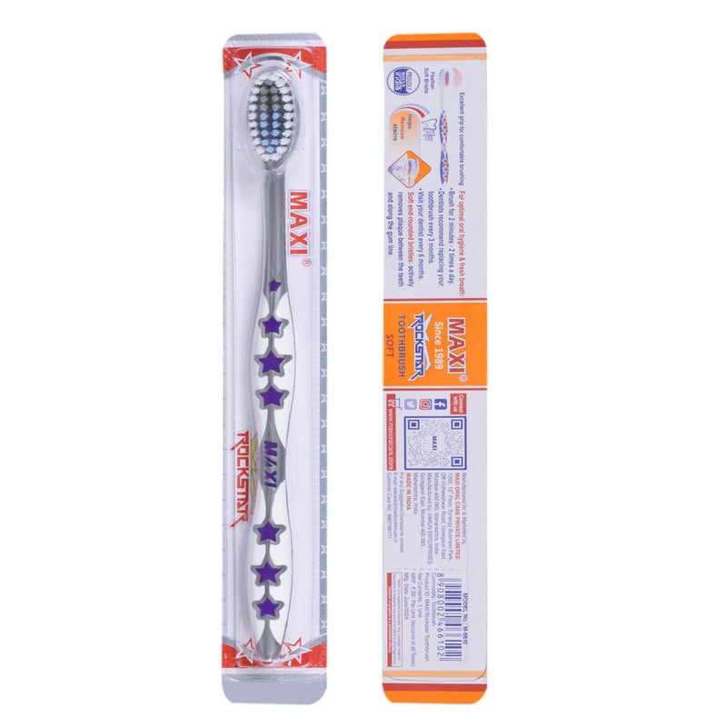 MAXI Rockstar Soft Bristles Toothbrush, Multicolor (Pack of 12) - Image 4