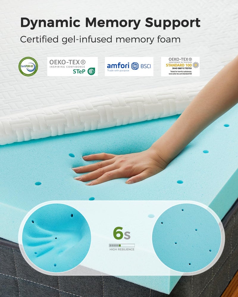 PERLECARE Queen Mattress Topper - 3 Inch Cooling Memory Foam Mattress Pad Made with CertiPUR-USÂ® Certified Foam, Bed Topper with Bamboo Cover,Removable & Washable & Non-Slip, Oeko-Tex Certified - Image 3