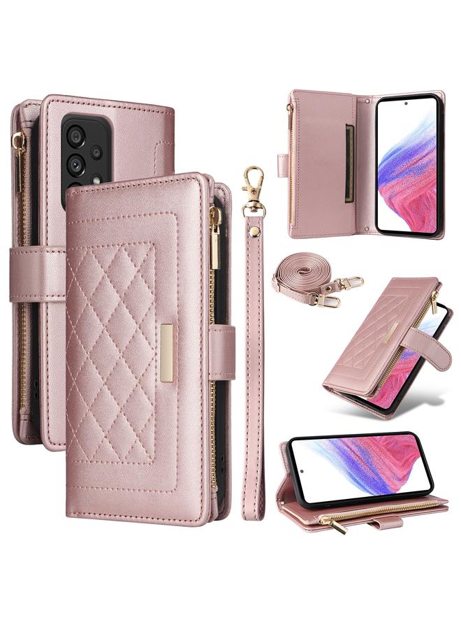 S-TOP Case For Samsung Galaxy A23 4G / M23 Crossbody Zipper Wallet Rhombus Leather Phone Case - Image 1