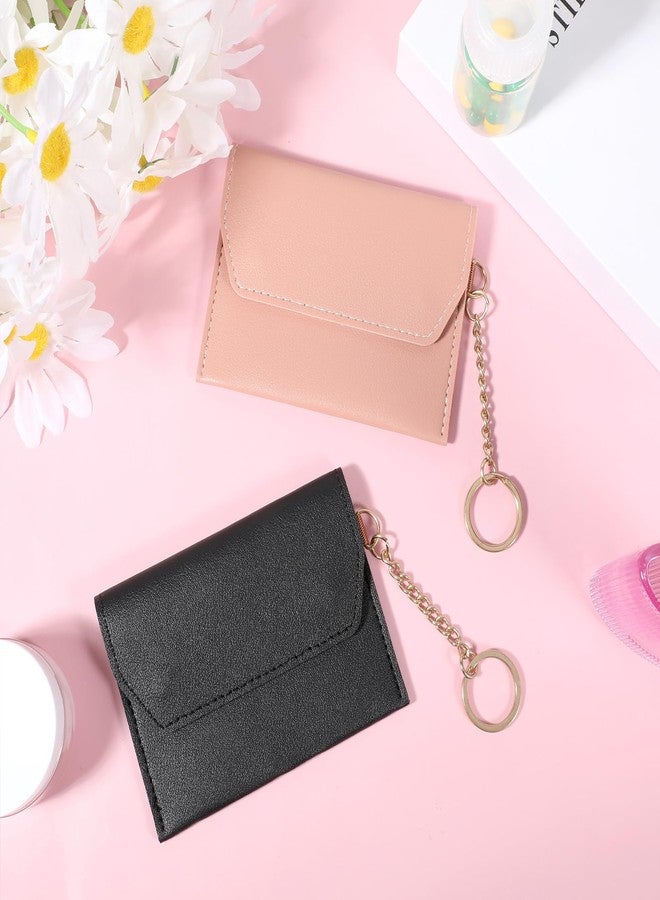 Sliverdew 2 Pack Birth Control Pill Case Sleeve Packet 4.3 X 3.2 Inch PU Leather Wallet Pill Holder Privacy Protection Birth Control Pills Wallet with Key Ring for Pills Card Organizer (Black & Pink) - Image 3