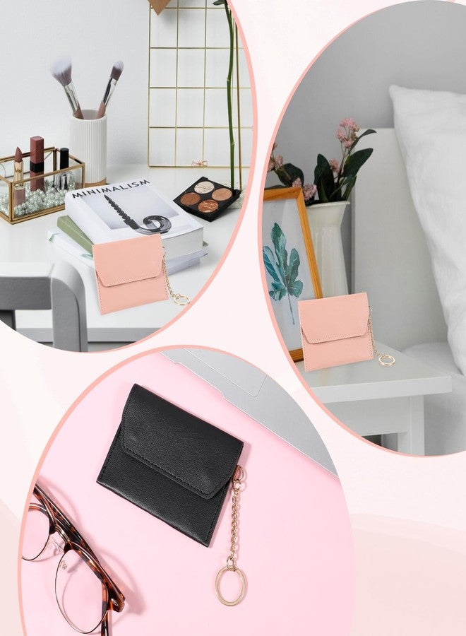 Sliverdew 2 Pack Birth Control Pill Case Sleeve Packet 4.3 X 3.2 Inch PU Leather Wallet Pill Holder Privacy Protection Birth Control Pills Wallet with Key Ring for Pills Card Organizer (Black & Pink) - Image 4