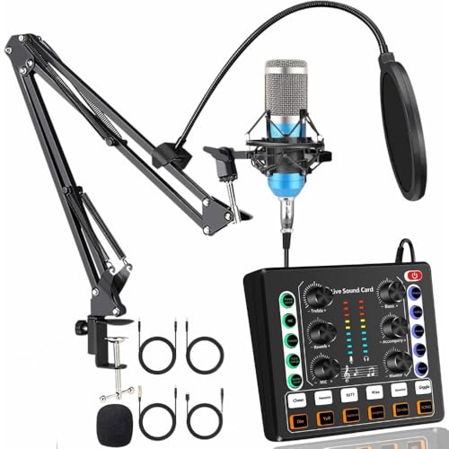 MOCKING BIRD BM 800 Condenser Microphone with Sound Card| Boom Arm Stand,Pop Filter,XLR | Voice Changer Audio Mixer| Microphone Full Set | Mic for Singing Live Streaming,Podcast Studio Recording - Image 1