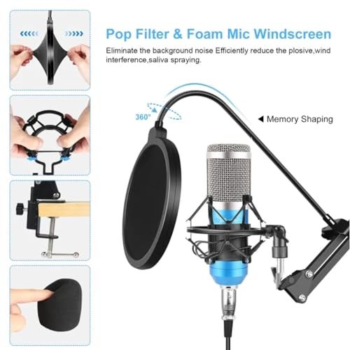 MOCKING BIRD BM 800 Condenser Microphone with Sound Card| Boom Arm Stand,Pop Filter,XLR | Voice Changer Audio Mixer| Microphone Full Set | Mic for Singing Live Streaming,Podcast Studio Recording - Image 2