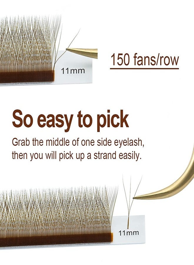 NAGARAKU W Eyelash Extension 3D Volume Premade Brown Lashes Cluster Easy Fanning yy Eye Lashes with Thickness 0.07mm Curl D (Length - 14mm) - Image 5