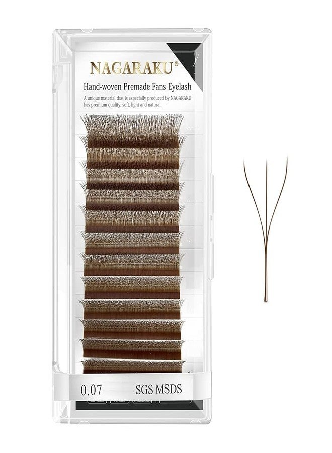 NAGARAKU W Eyelash Extension 3D Volume Premade Brown Lashes Cluster Easy Fanning yy Eye Lashes with Thickness 0.07mm Curl D (Length - 14mm) - Image 1