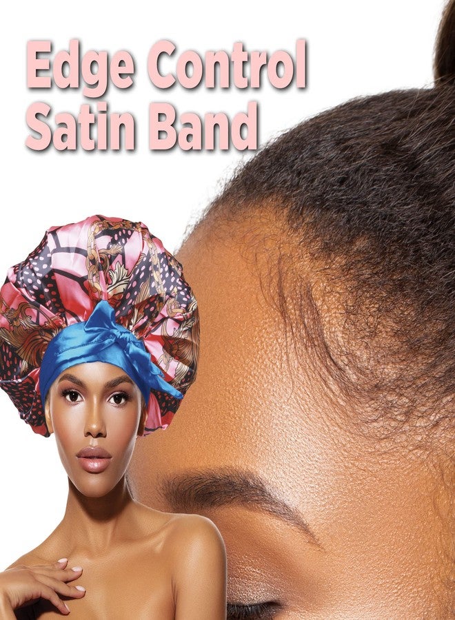 DONNA Large, Extra Large Adjustable Tie Satin Bonnet Sleep Cap 1pc Satin Headband Around Hairline & Nape Area Hair Accessories Night Cap Shower Caps, 1PC VICTORIAN PATTERN - Image 5