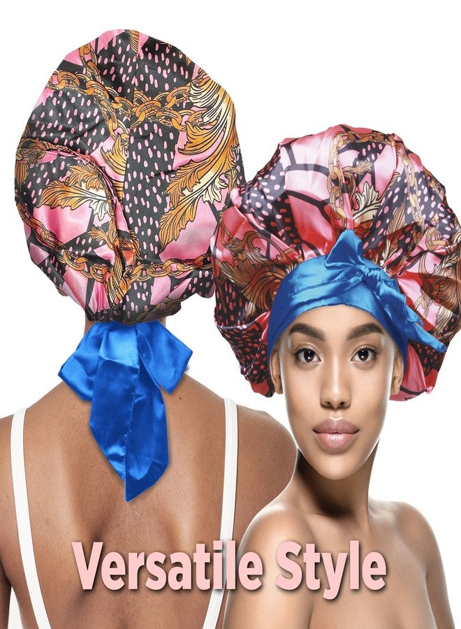 DONNA Large, Extra Large Adjustable Tie Satin Bonnet Sleep Cap 1pc Satin Headband Around Hairline & Nape Area Hair Accessories Night Cap Shower Caps, 1PC VICTORIAN PATTERN - Image 3