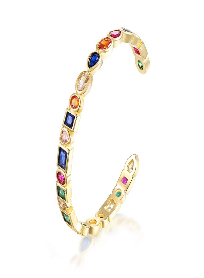 FANZE 14K Gold Plated Cubic Zirconia Classic Tennis Bracelet Adjustable（Flowers, Heart, Butterfly, Cross, Water drop） - Image 1