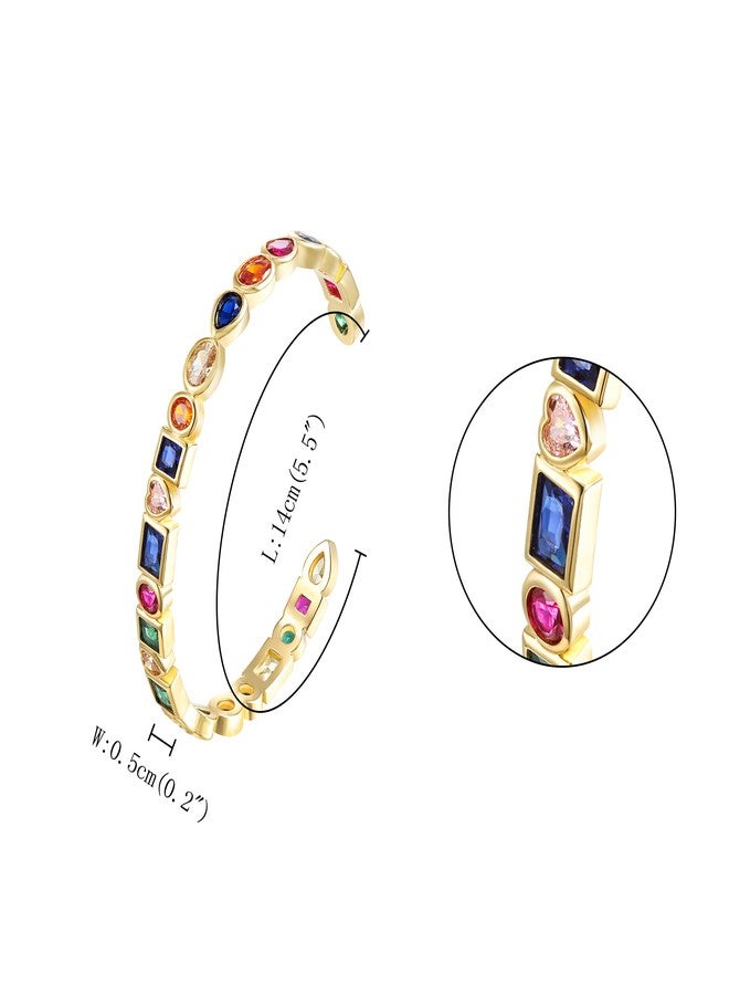 FANZE 14K Gold Plated Cubic Zirconia Classic Tennis Bracelet Adjustable（Flowers, Heart, Butterfly, Cross, Water drop） - Image 5