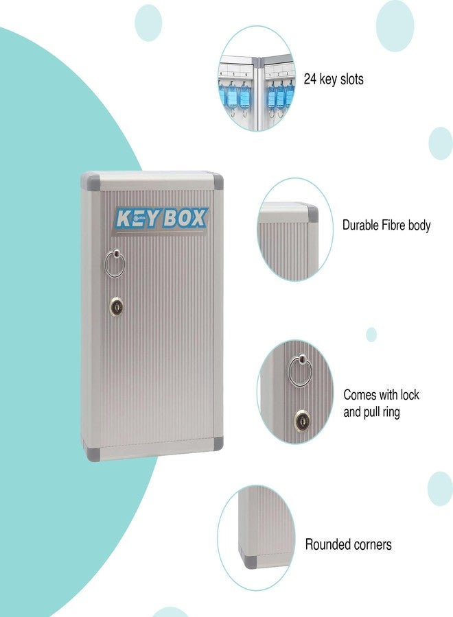 oddpod™ Glosen 24 Keys Aluminium Finish Wall-Mount Key Box/Key Cabinet with Lock 1024 (Silver) - Image 4