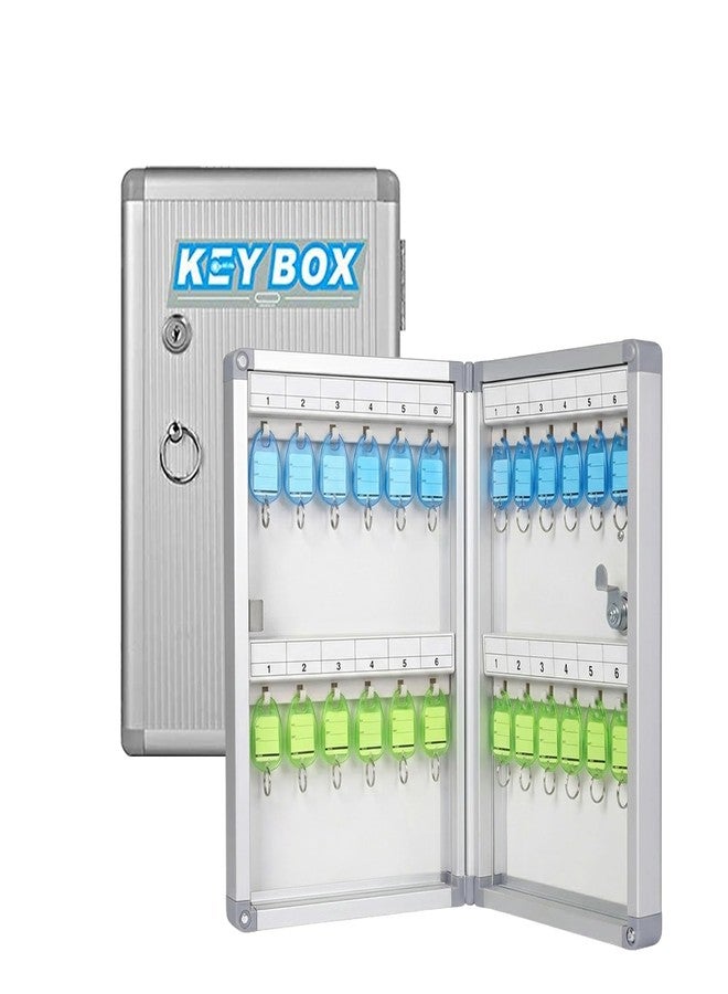 oddpod™ Glosen 24 Keys Aluminium Finish Wall-Mount Key Box/Key Cabinet with Lock 1024 (Silver) - Image 1