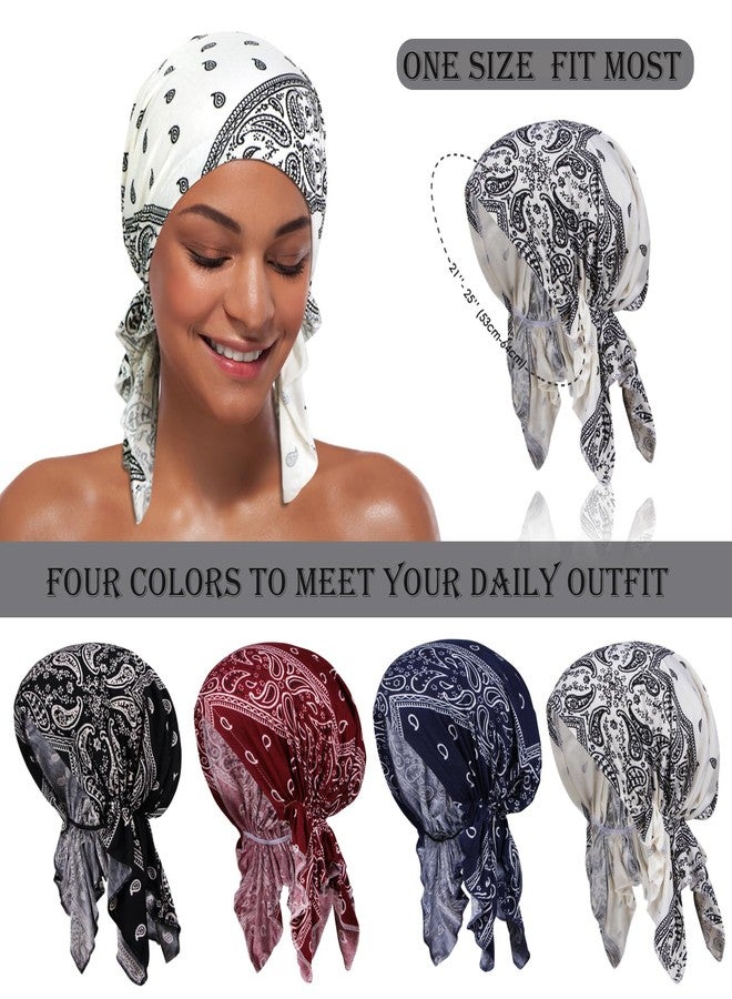DACKRITO 4 Pieces Chemo Headwear for Women, Pre-Tied Head Scarf Cancer Headwear for Hair Loss - Image 3
