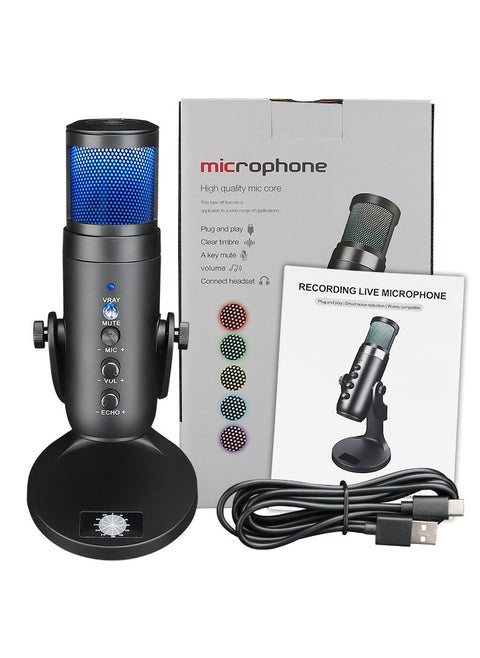 Gaming Microphone, USB Condenser Podcast Microphone With RGB Lighting,Tap-to-Mute Sensor, Cardioid Polar Pattern For Gaming, Streaming, Podcasts, Twitch, YouTube And Discord