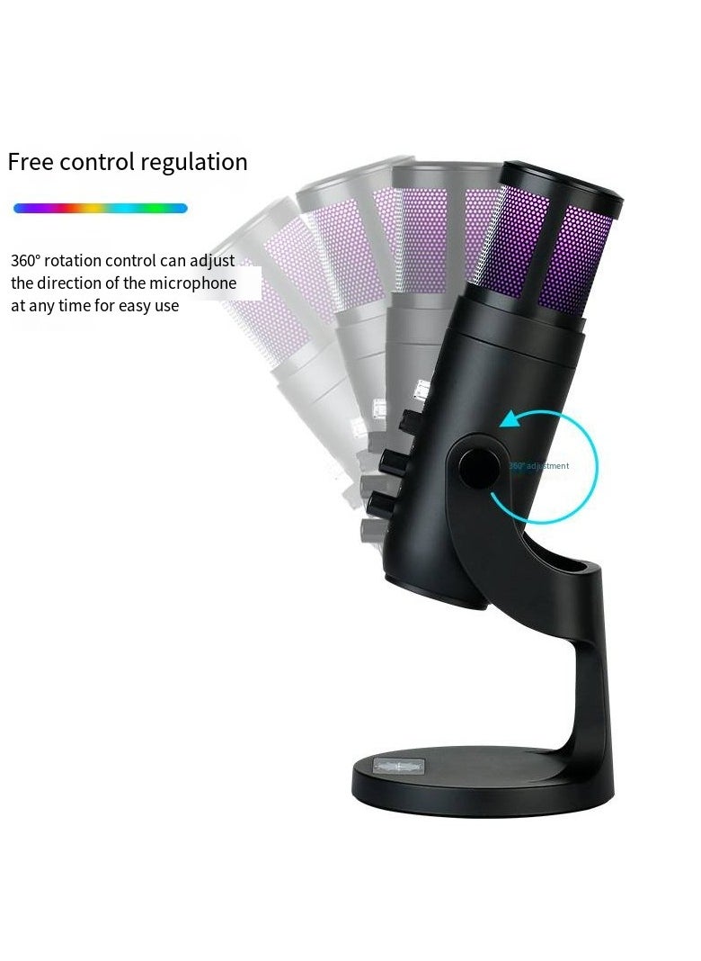 Gaming Microphone, USB Condenser Podcast Microphone With RGB Lighting,Tap-to-Mute Sensor, Cardioid Polar Pattern For Gaming, Streaming, Podcasts, Twitch, YouTube And Discord