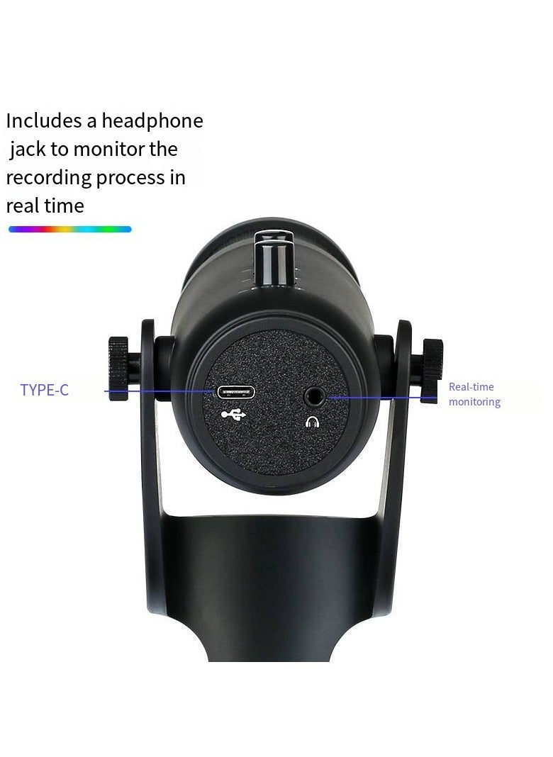 Gaming Microphone, USB Condenser Podcast Microphone With RGB Lighting,Tap-to-Mute Sensor, Cardioid Polar Pattern For Gaming, Streaming, Podcasts, Twitch, YouTube And Discord