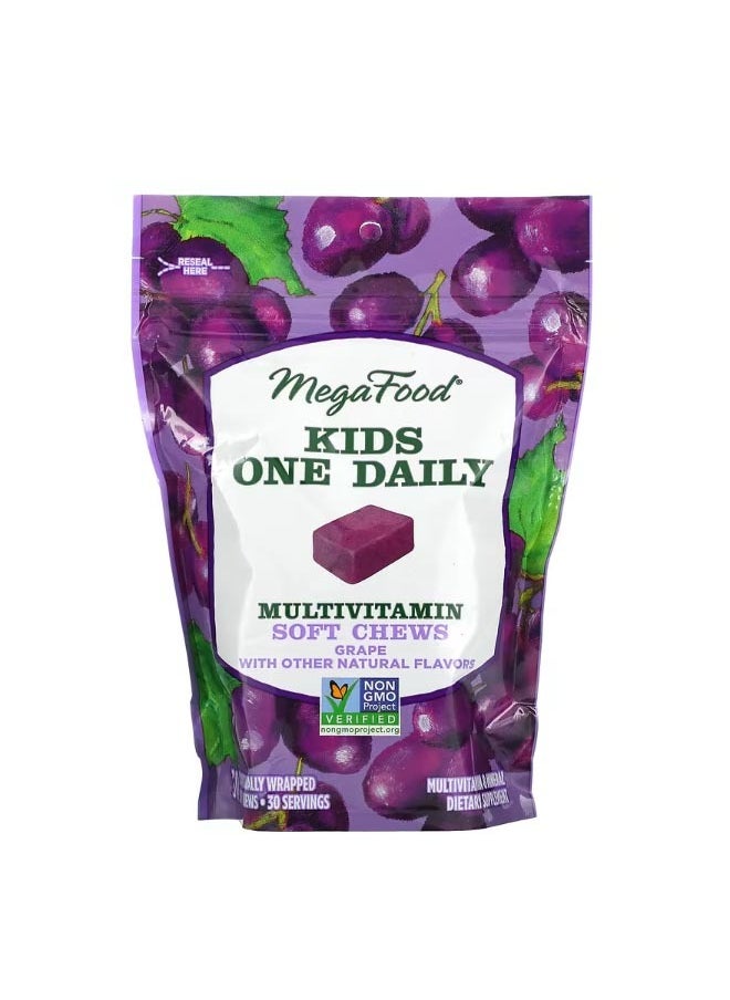 MegaFood Kids One Daily Multivitamin Soft Chews Grape 30 Individually Wrapped Soft Chews  - Image 1
