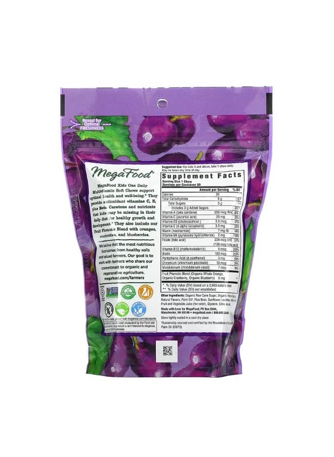 MegaFood Kids One Daily Multivitamin Soft Chews Grape 30 Individually Wrapped Soft Chews  - Image 2