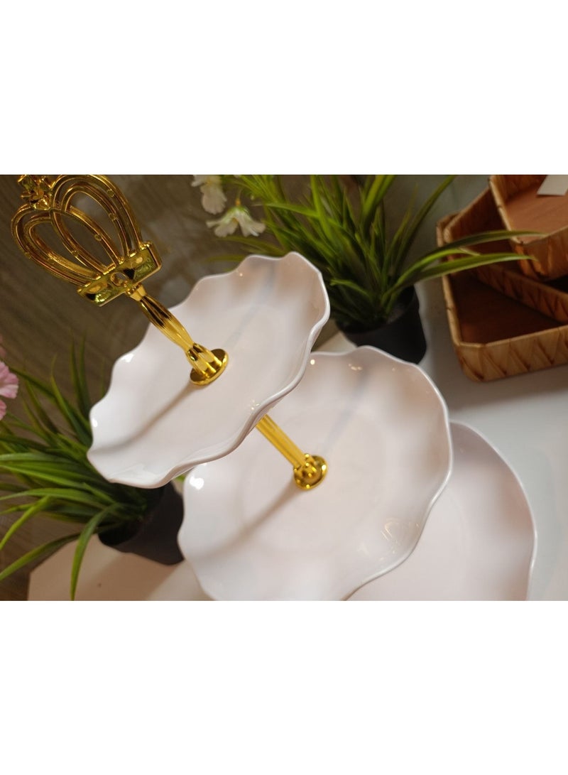 A stand for holiday sweets and biscuits. Also suitable for snacks, chocolates, and Middle Eastern desserts. Made of pure acrylic, with three shelves. Rose-shaped design. - Image 1