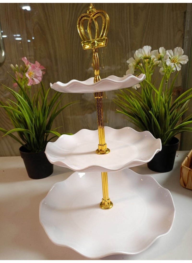 A stand for holiday sweets and biscuits. Also suitable for snacks, chocolates, and Middle Eastern desserts. Made of pure acrylic, with three shelves. Rose-shaped design. - Image 2