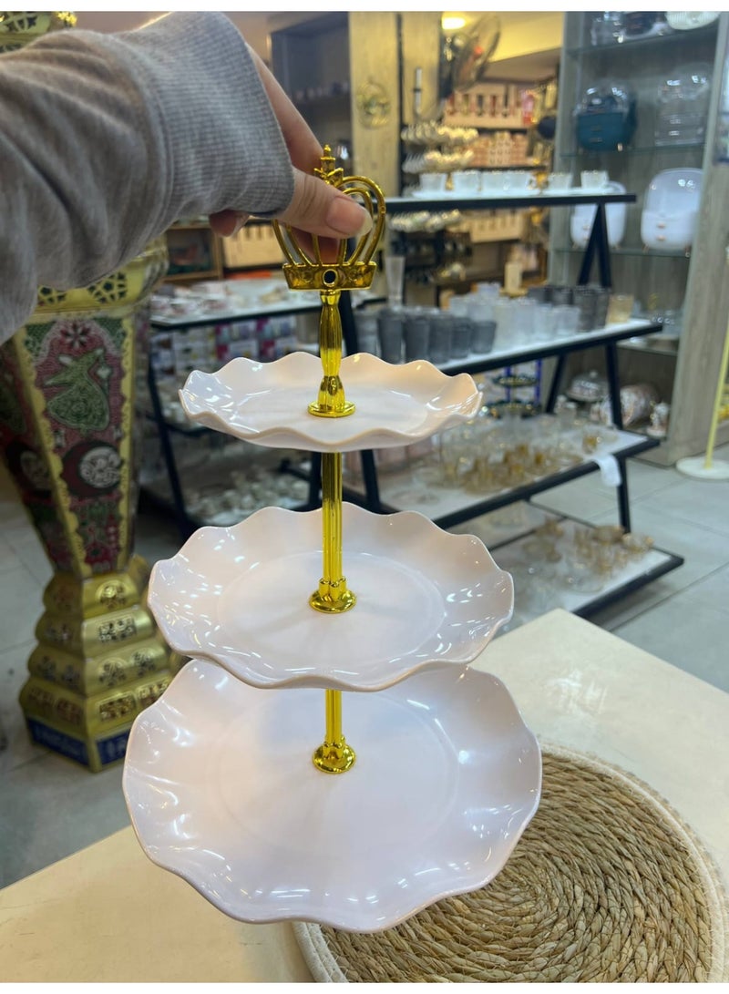 A stand for holiday sweets and biscuits. Also suitable for snacks, chocolates, and Middle Eastern desserts. Made of pure acrylic, with three shelves. Rose-shaped design. - Image 3
