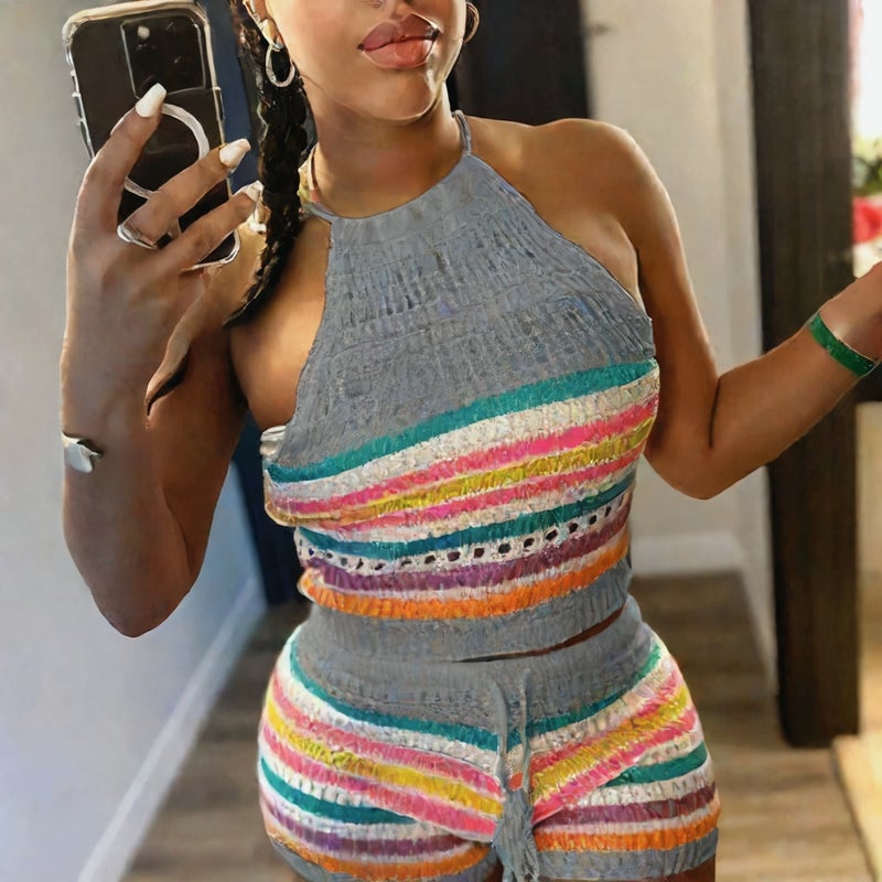 Women's Knit Crop Top and Bodycon Pants Set - Image 4