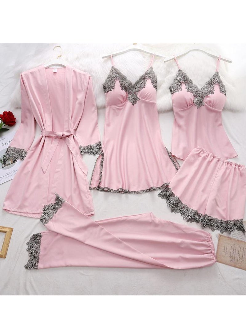 5pcs pajamas ladies home wear silky pajamas set - Image 2