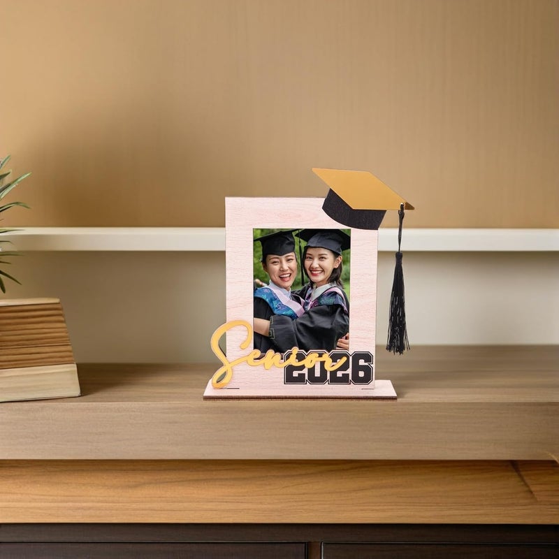 Zerodeko 5pcs 2026 Graduation Tassel Photo Frame , Wooden Inspirational Graduation Picture Frame Class of 2026 Shadow Box Graduate Gift for Friend Party Decoration - Image 3