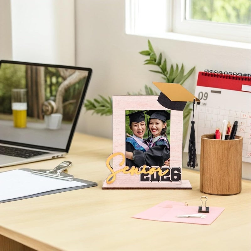 Zerodeko 5pcs 2026 Graduation Tassel Photo Frame , Wooden Inspirational Graduation Picture Frame Class of 2026 Shadow Box Graduate Gift for Friend Party Decoration - Image 2