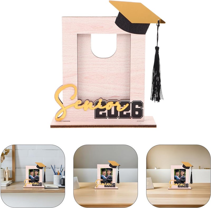 Zerodeko 5pcs 2026 Graduation Tassel Photo Frame , Wooden Inspirational Graduation Picture Frame Class of 2026 Shadow Box Graduate Gift for Friend Party Decoration - Image 5