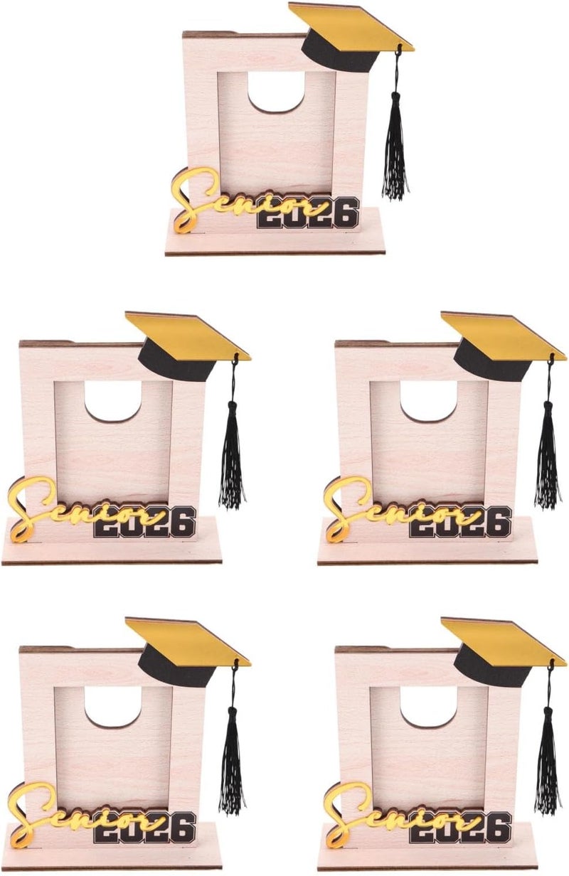 Zerodeko 5pcs 2026 Graduation Tassel Photo Frame , Wooden Inspirational Graduation Picture Frame Class of 2026 Shadow Box Graduate Gift for Friend Party Decoration - Image 1