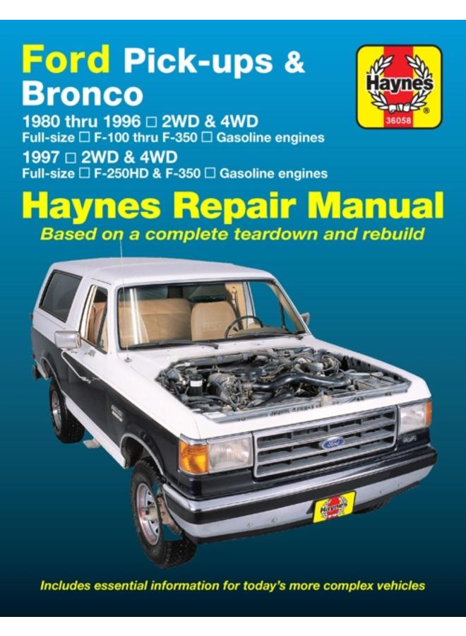Ford pick-ups F-100-F-350 & Bronco (1980-1996) & F-250HD & F-350 (1997) Haynes Repair Manual (USA) 